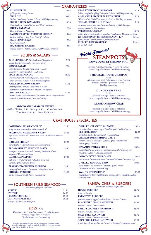 Charleston Crab House - James Island General Menu