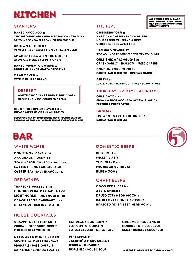 FIVE General Menu