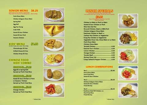 Happy Family Restaurant General Menu