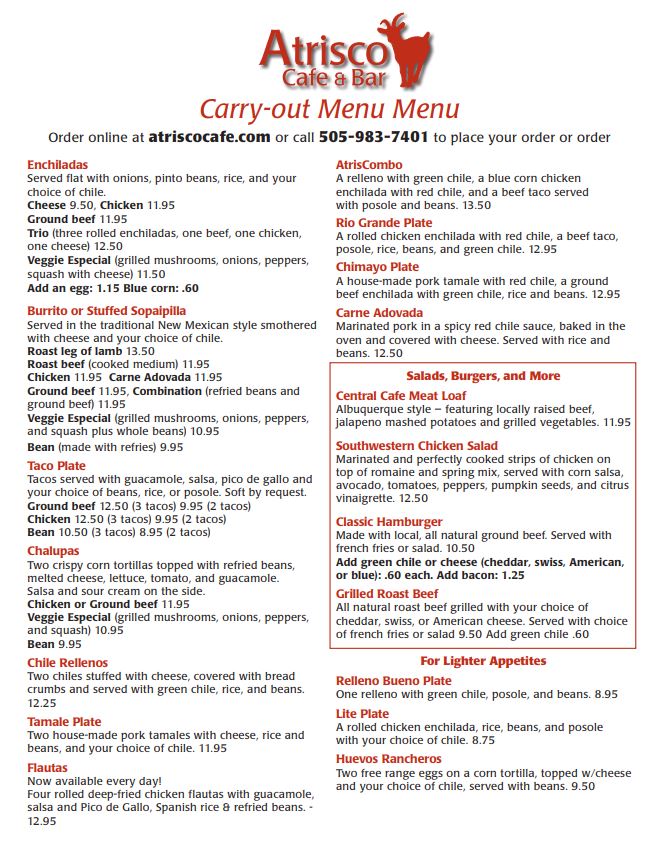 Artisco Cafe & Bar General Menu