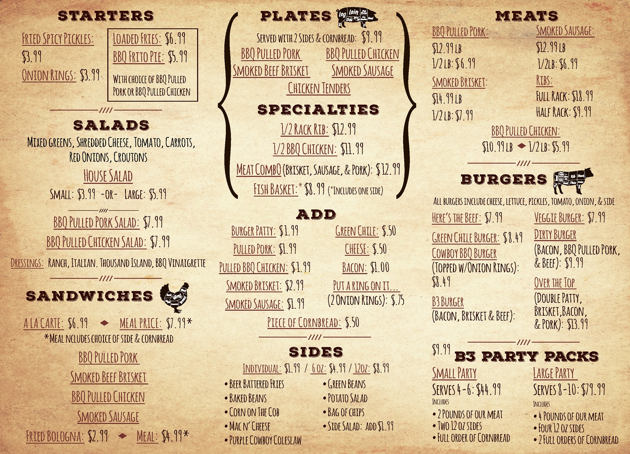 B3 BBQ Restaurant  General Menu