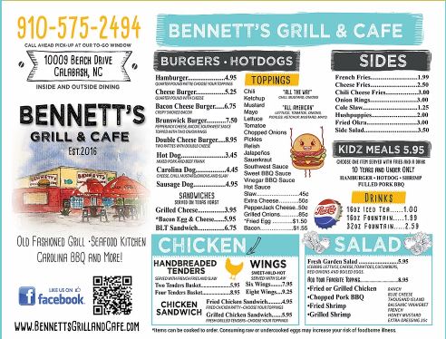 Bennett's Grill and Cafe General Menu