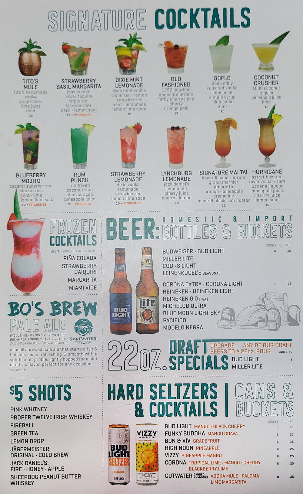 Bokampers Sports Bar & Grill Drink Menu