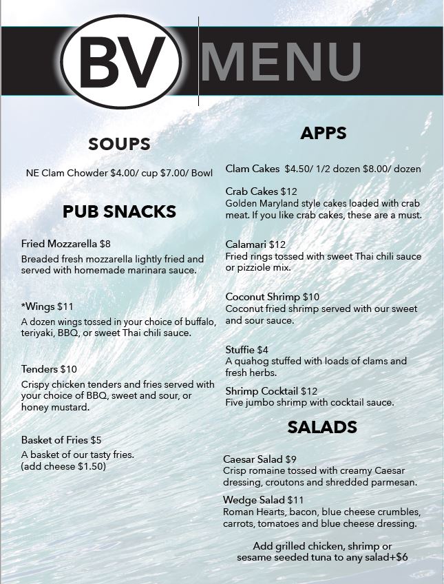 Bon Vue Narragansett General Menu