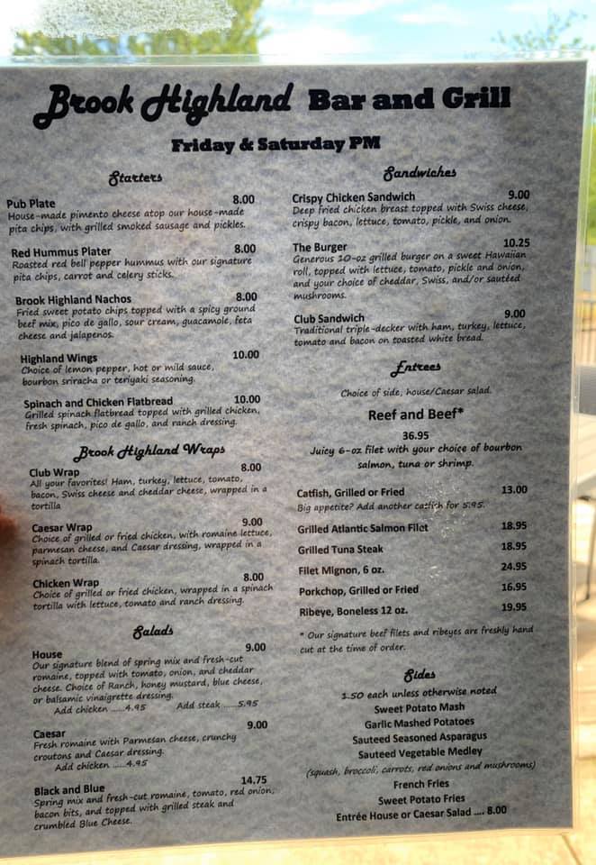 Brook Highland Bar & Grill General Menu