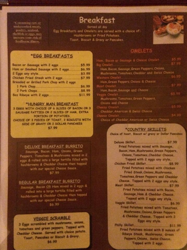 Country Kitchen Restaurant General Menu