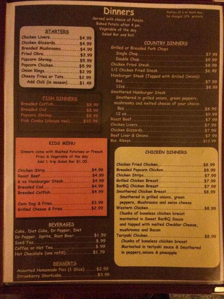 Country Kitchen Restaurant General Menu