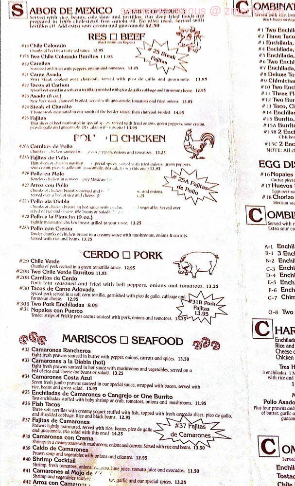 El Charrito General Menu