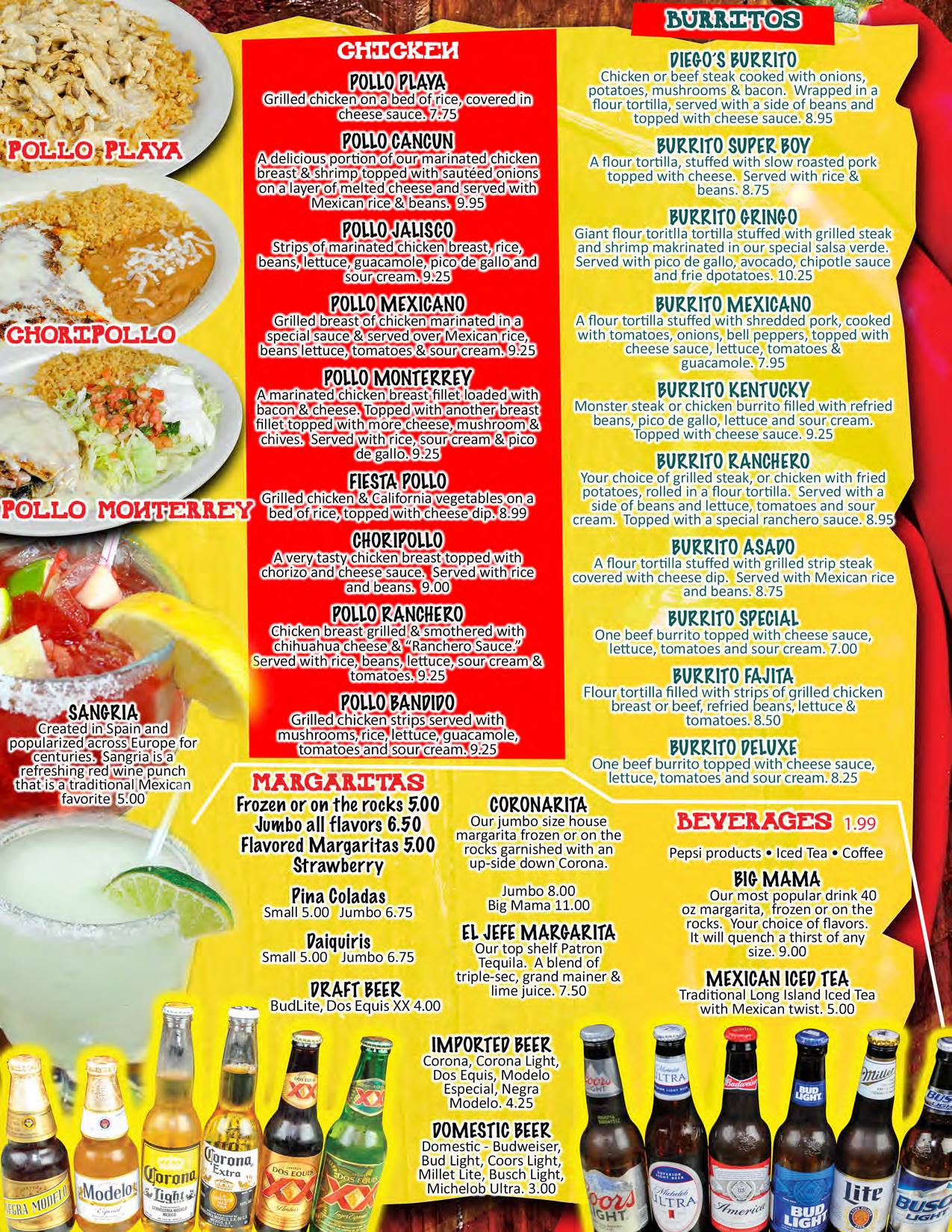 El Mexicano Mexican Grill General Menu