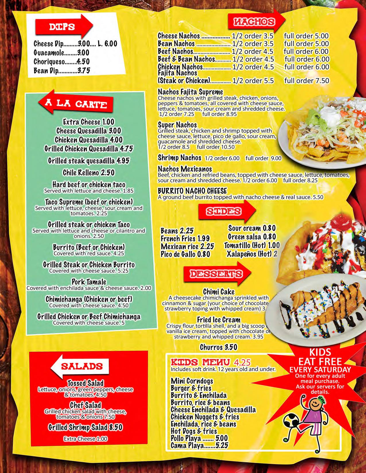 El Mexicano Mexican Grill General Menu