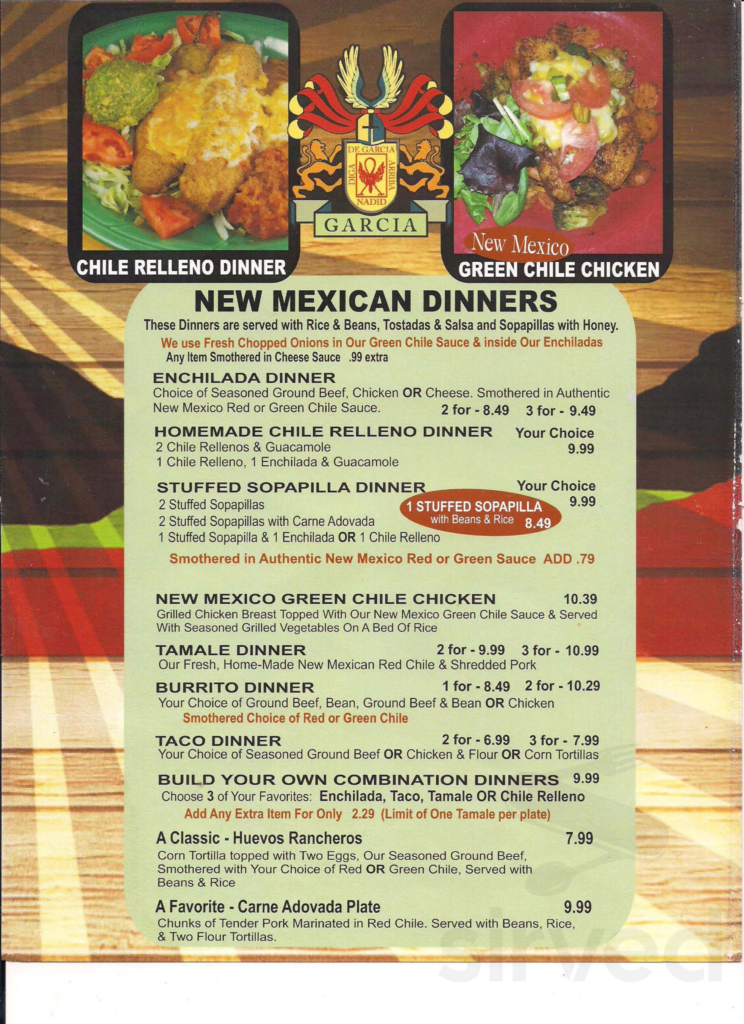 El Rancho Restaurant General Menu