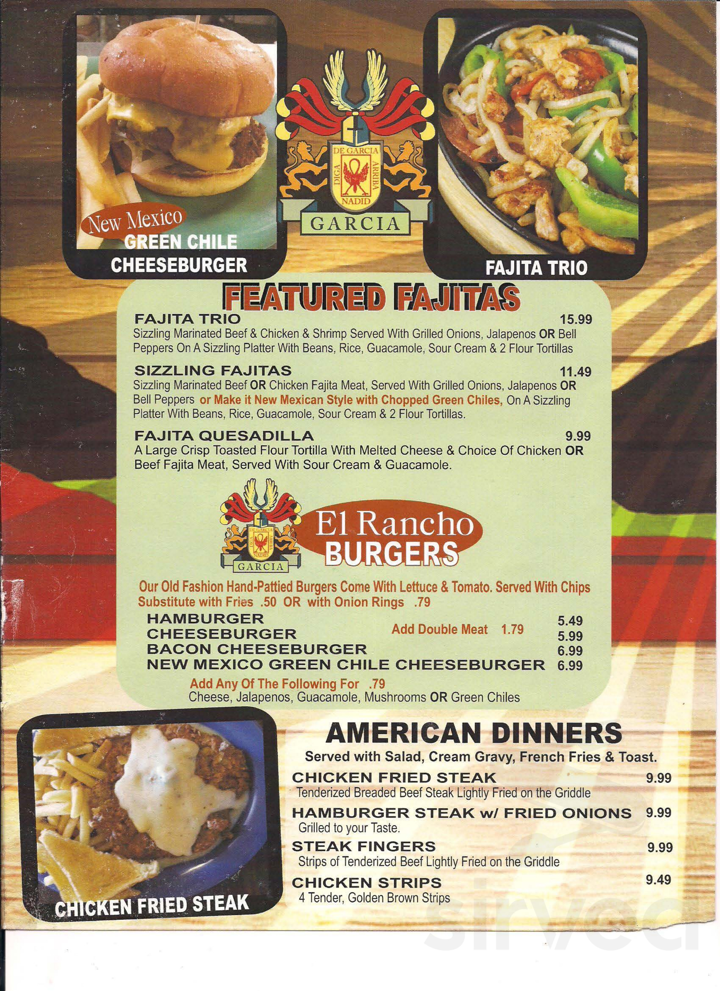 El Rancho Restaurant General Menu