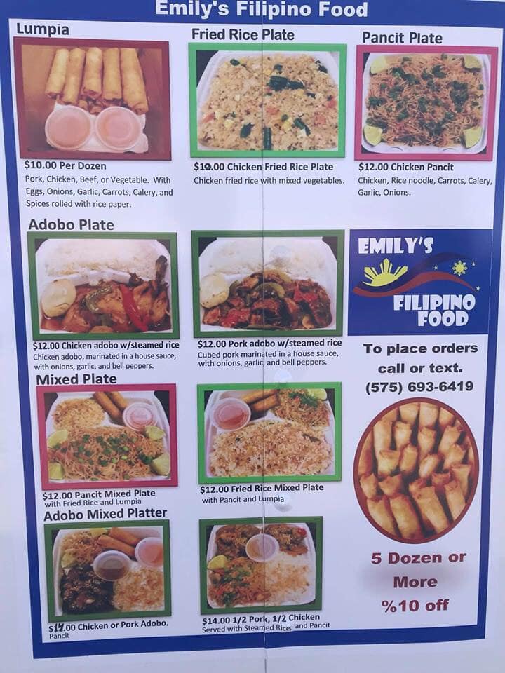 Emily’s Filipino Food Truck General Menu