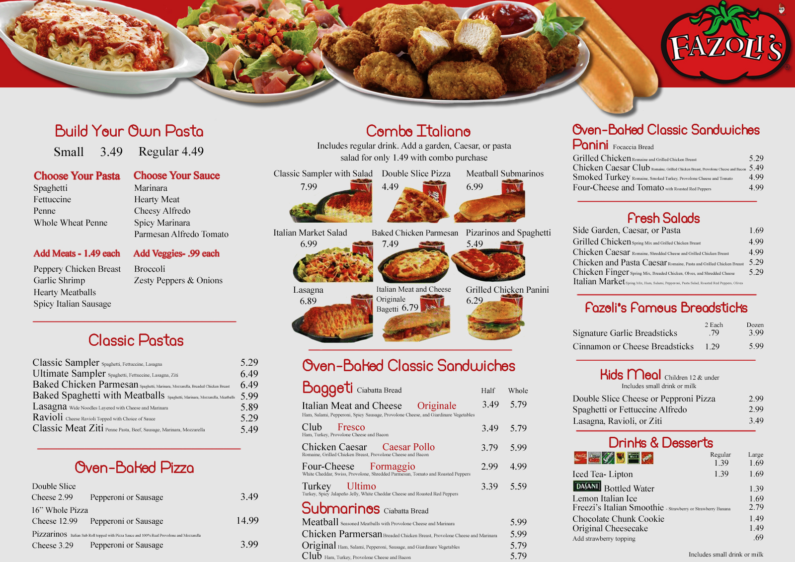 Fazoli's General Menu