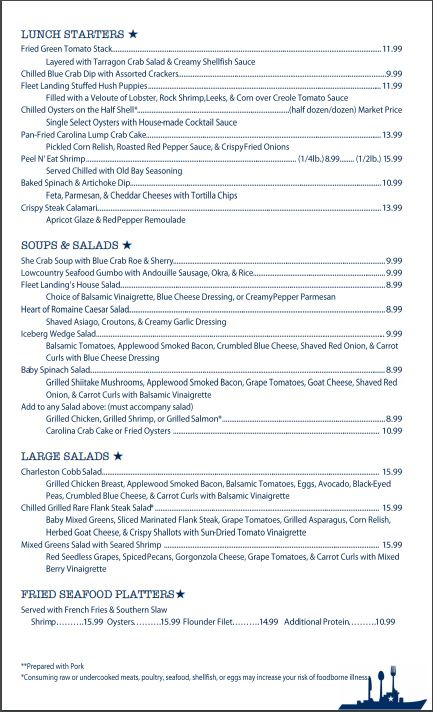 Fleet Landing Restaurant & Bar General Menu