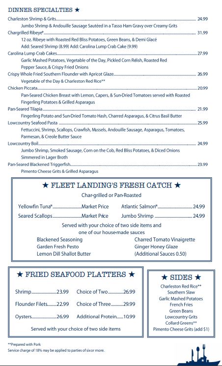 Fleet Landing Restaurant & Bar General Menu