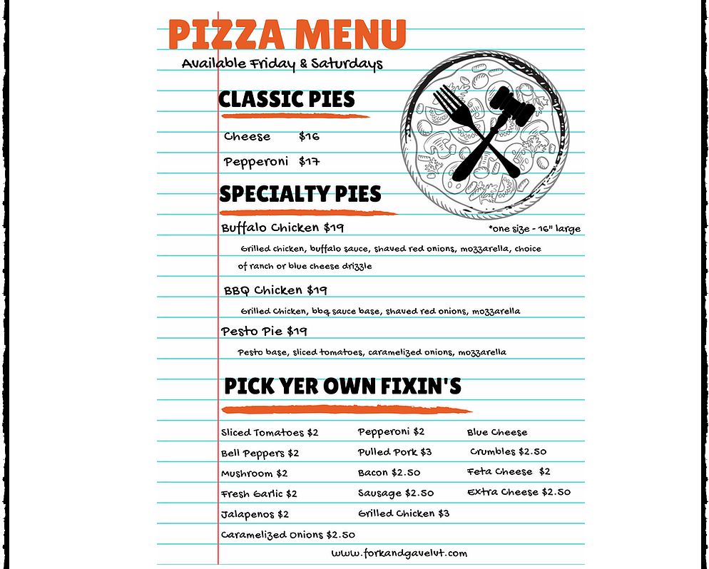 Fork and Gavel General Menu