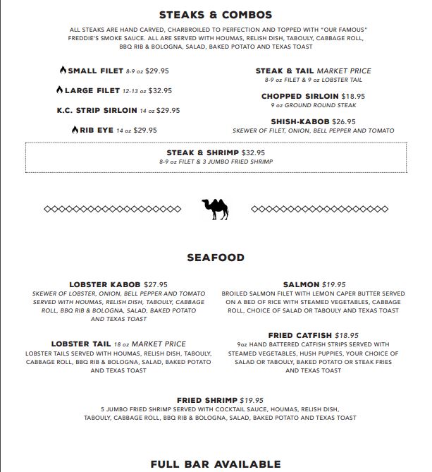 Freddie's BBQ General Menu