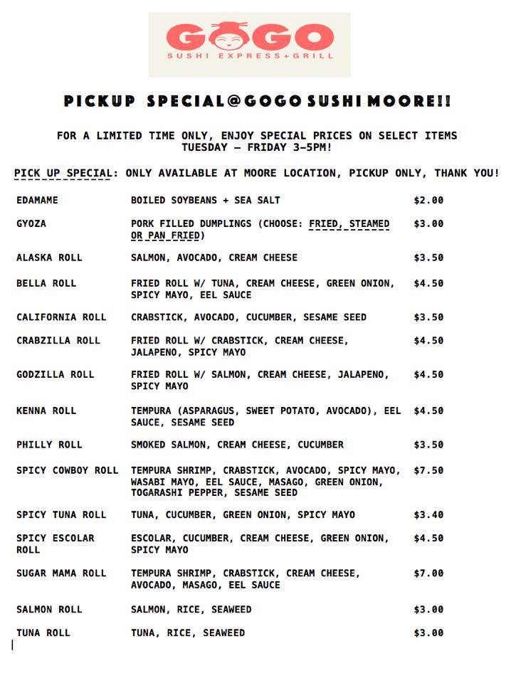 GoGo Sushi General Menu