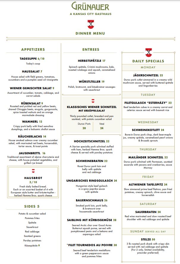 Grünauer General Menu