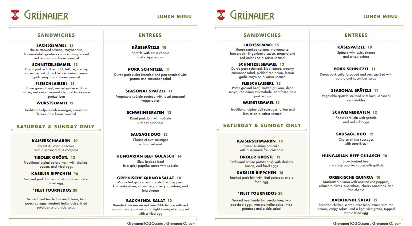 Grünauer General Menu