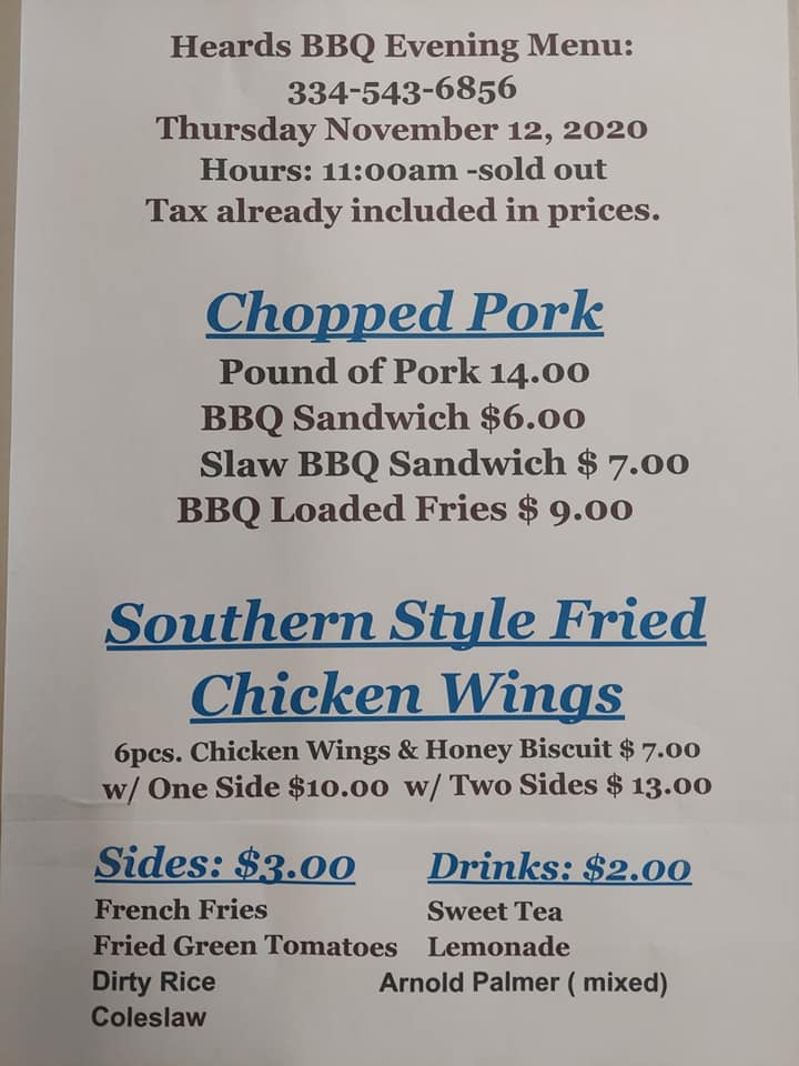 Heards BBQ and Soul Food General Menu