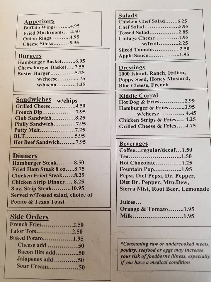 Highway 59 Cafe General Menu