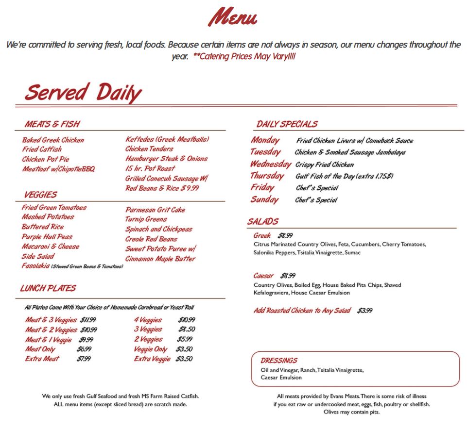 Johnny's Restaurant General Menu