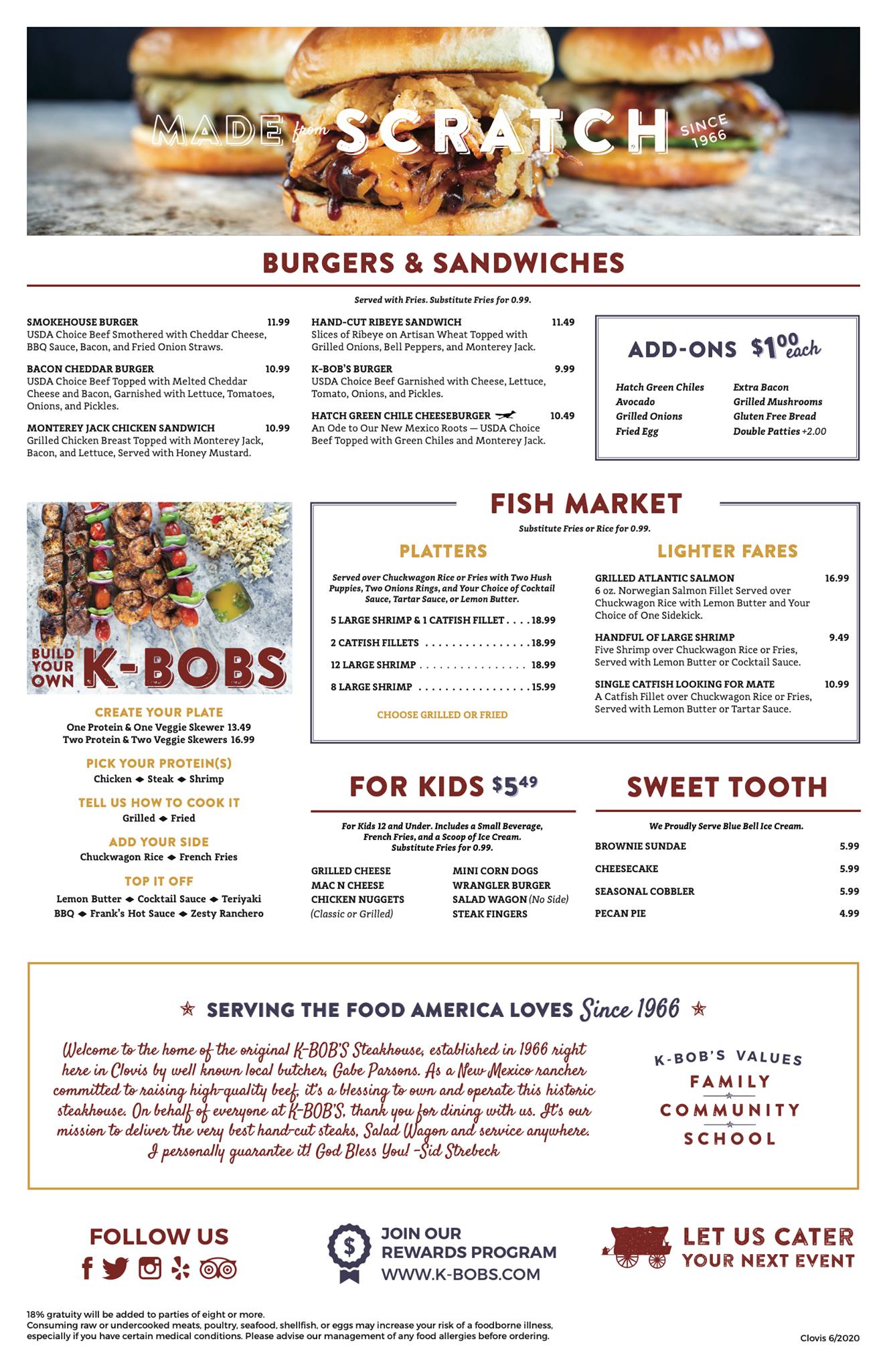 K-Bob's Steakhouse General Menu