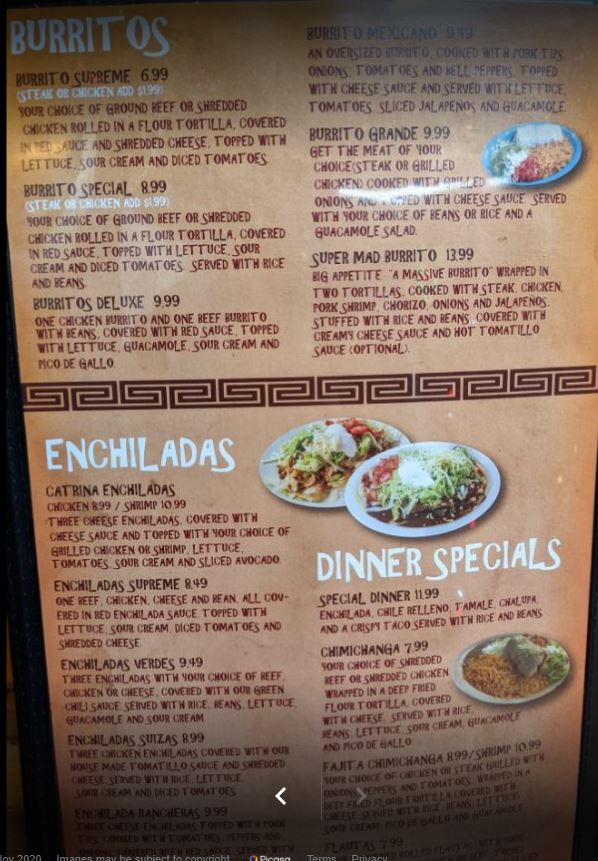 La Catrina Mexican Restaurant General Menu