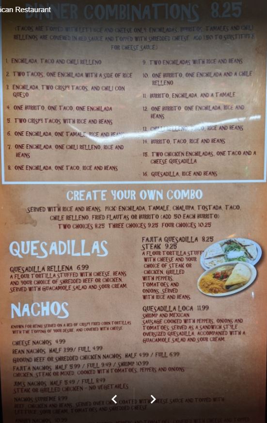 La Catrina Mexican Restaurant General Menu