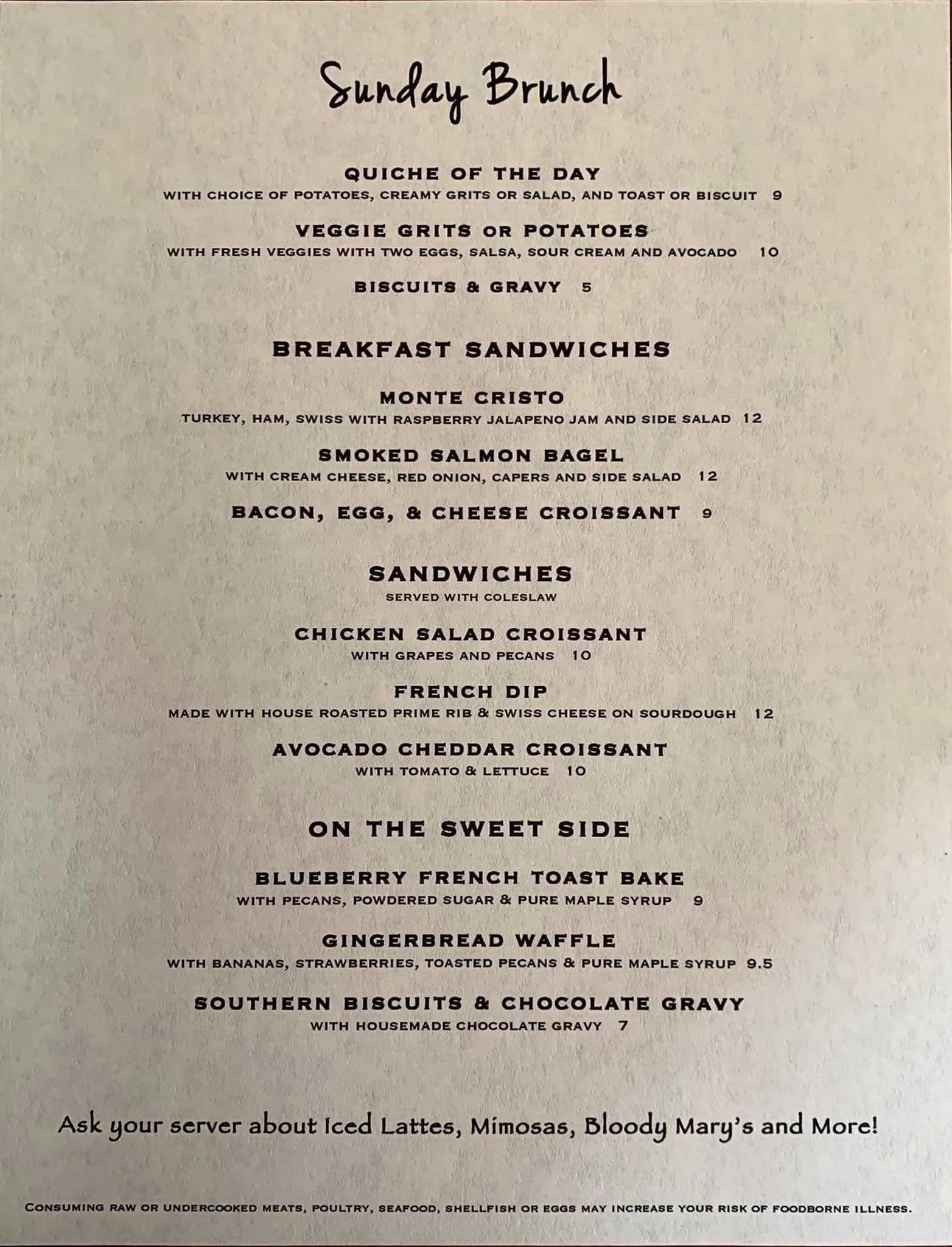 Local Flavor Brunch Menu