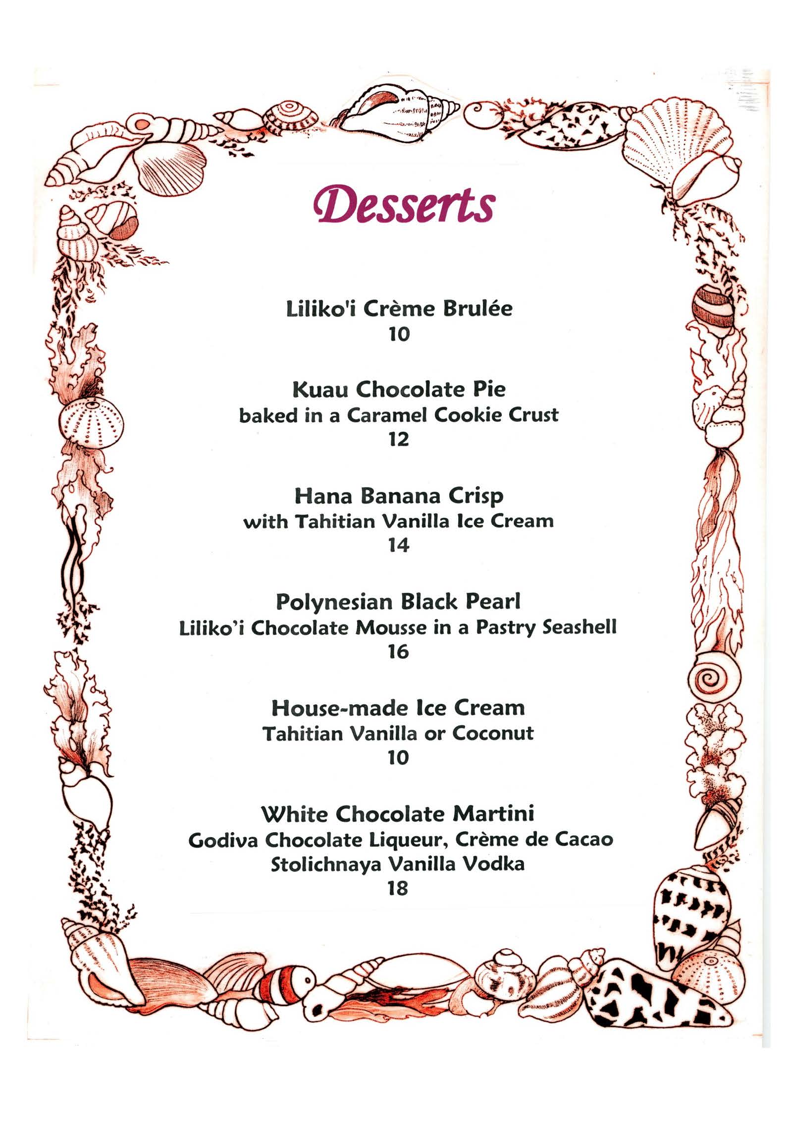 Mama's Fish House Dessert Menu