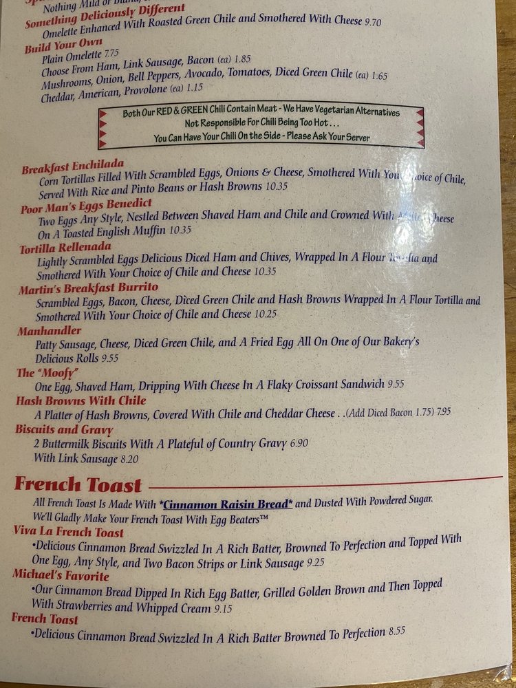 Michael's Kitchen Restaurant & Bakery General Menu