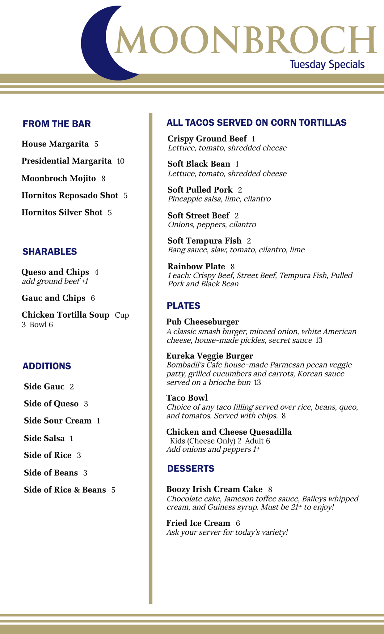 Moonbroch Brewing Company General Menu