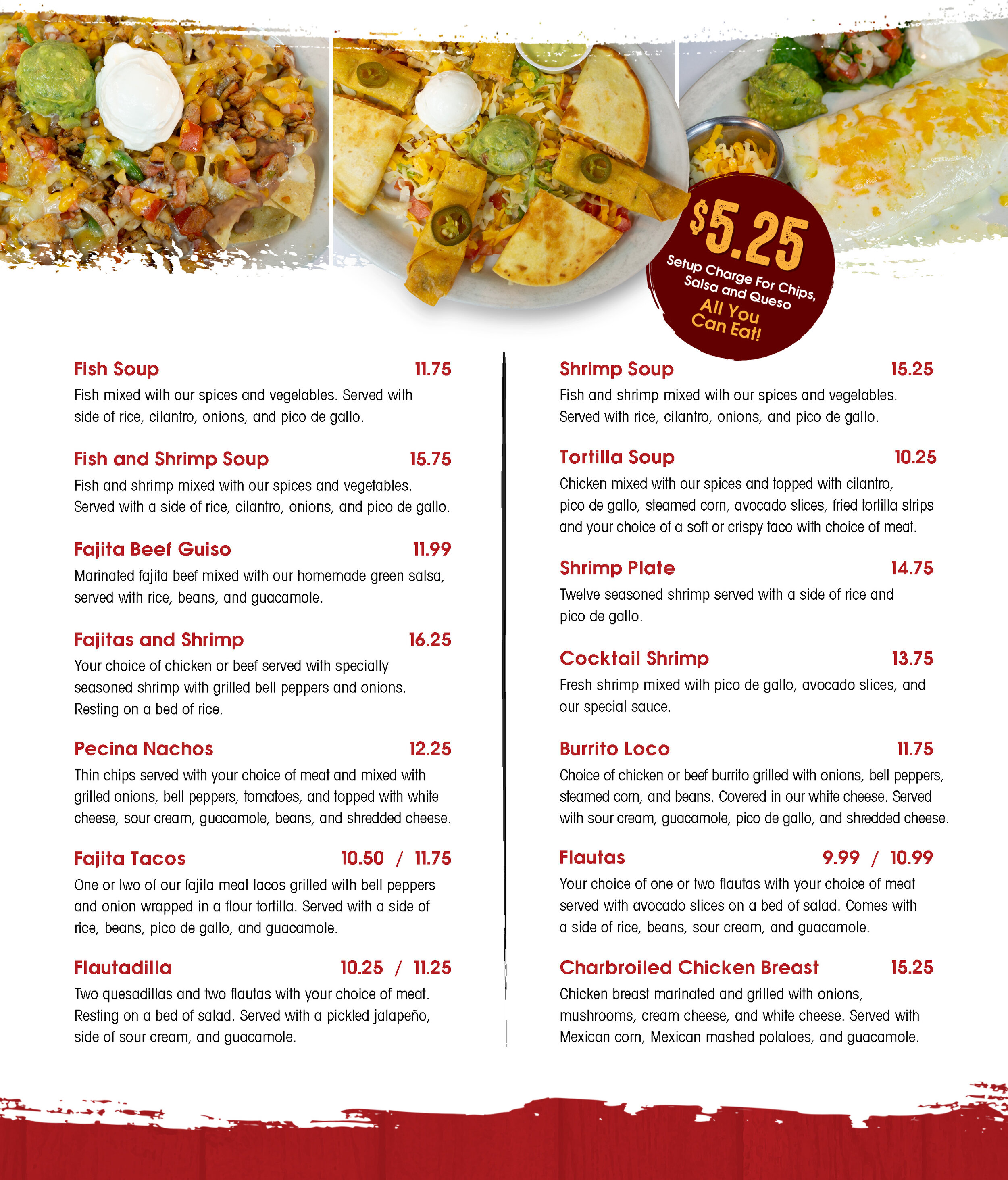 Pecina's Mexican Cafe General Menu