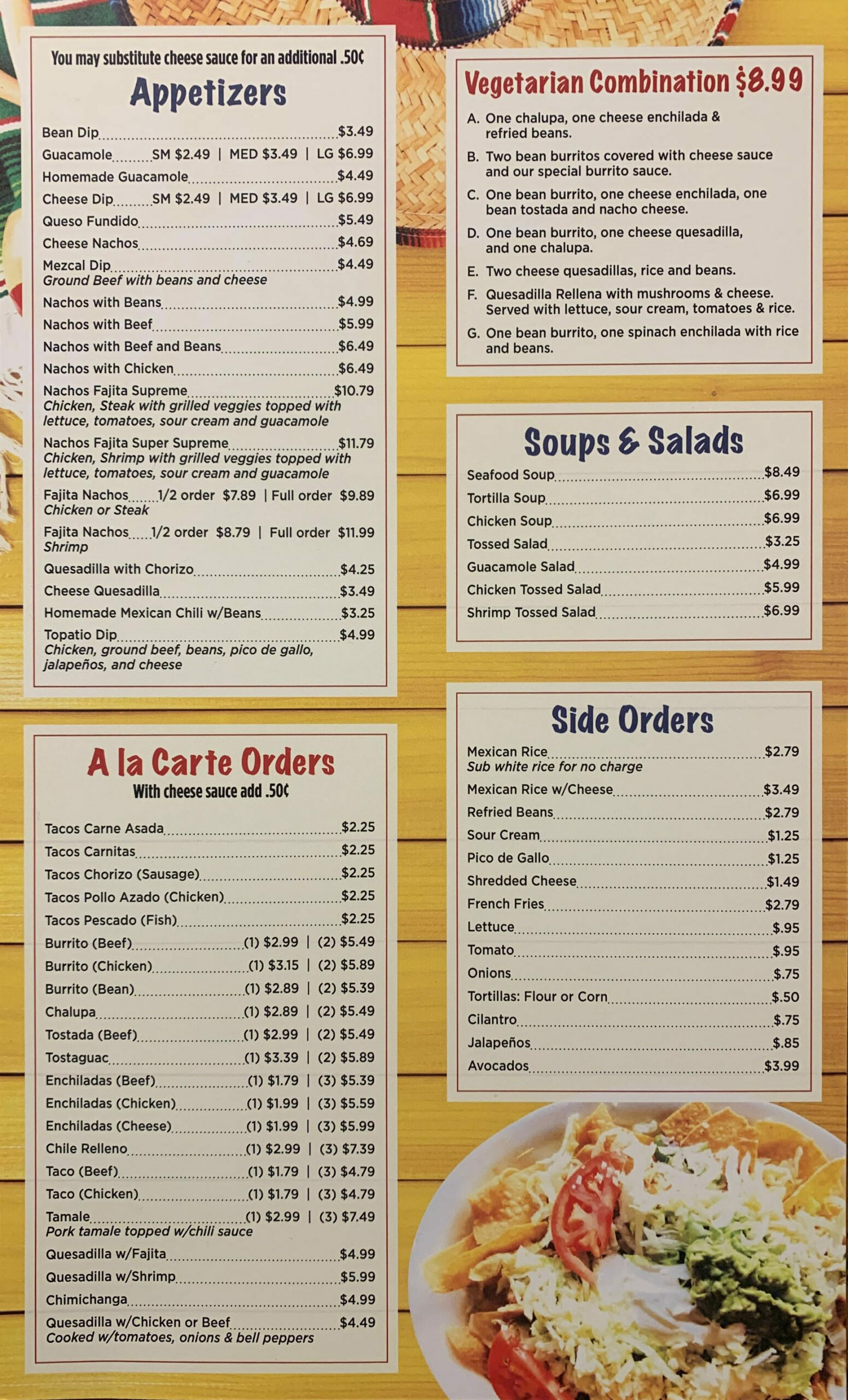 Pueblo Viejo General Menu