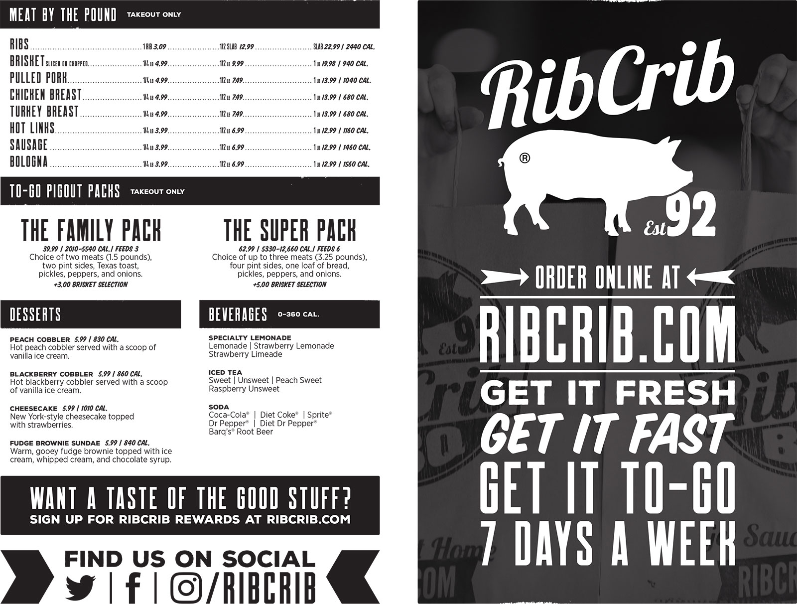 RibCrib BBQ General Menu