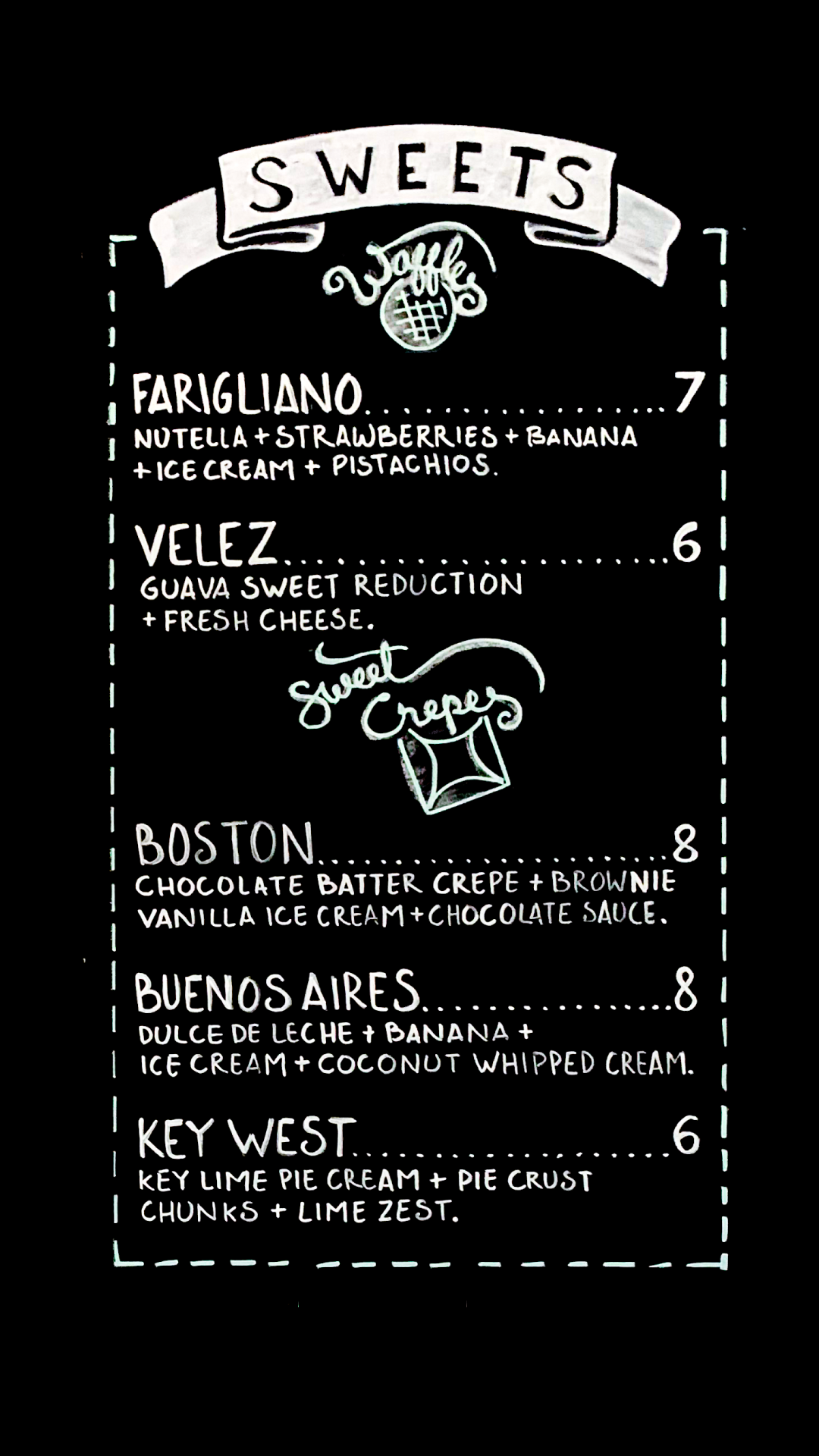 Saffrano Crepes General Menu