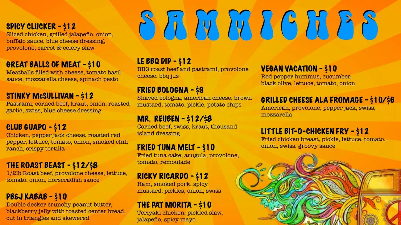 Sammich Love General Menu