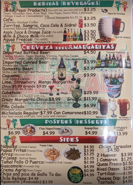 San Antonio Authentic Mexican Restaurant General Menu