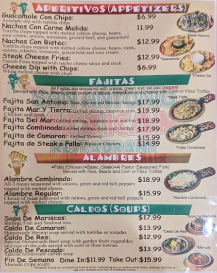 San Antonio Authentic Mexican Restaurant General Menu