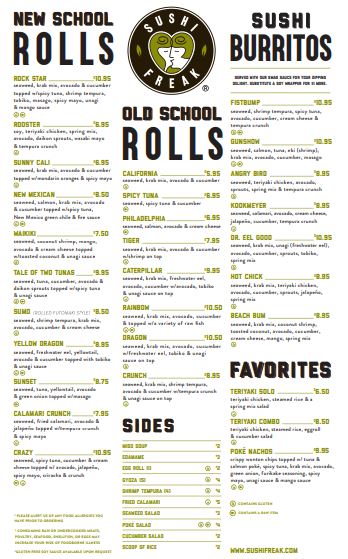 Sushi Freak General Menu