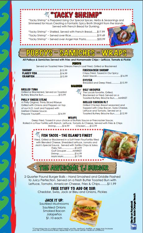 Tacky Jack's - Fort Morgan General Menu