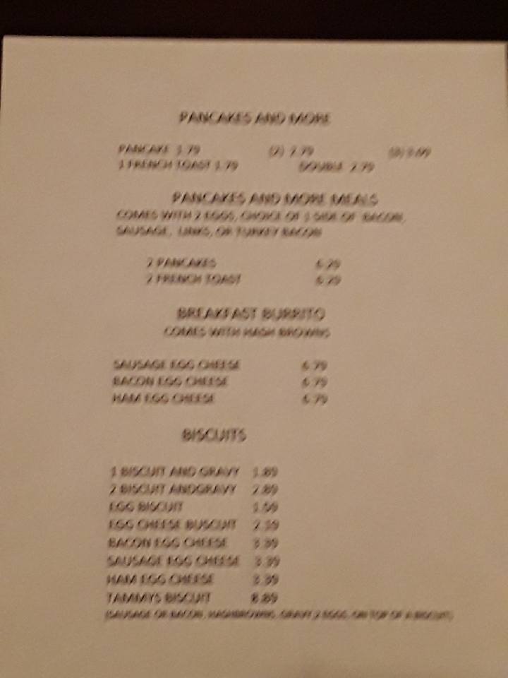 Tammy's Cafe General Menu