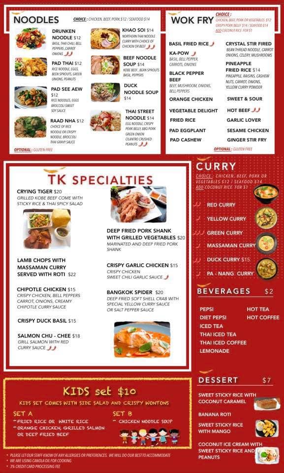 Thai Kitchen of Casper General Menu