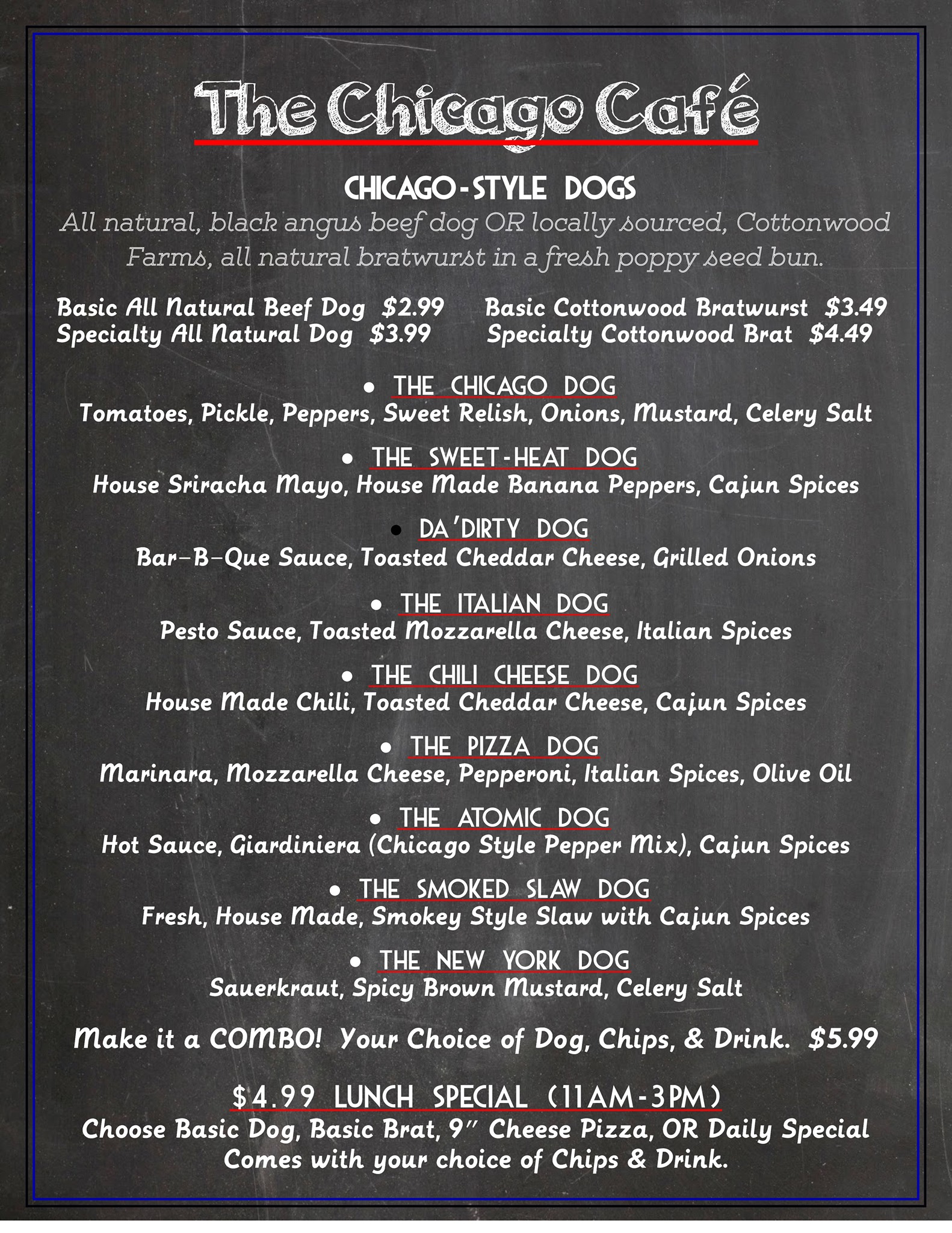 The Chicago Cafe General Menu