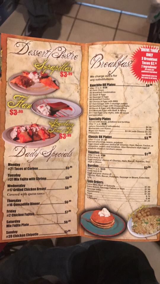 The Ranchito Grill 5 General Menu