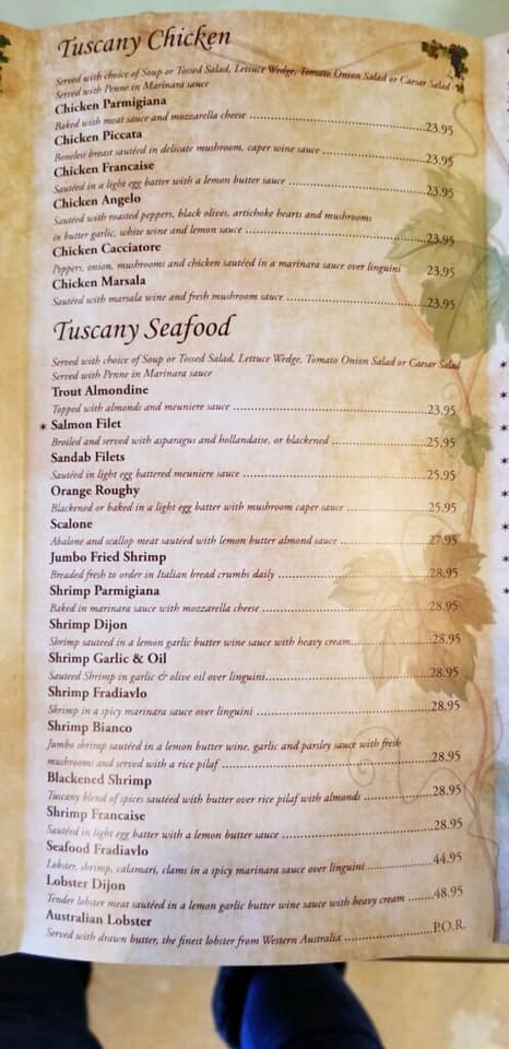 Tuscany Grill General Menu