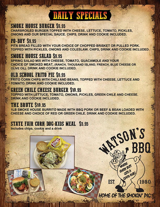 Watson's BBQ General Menu